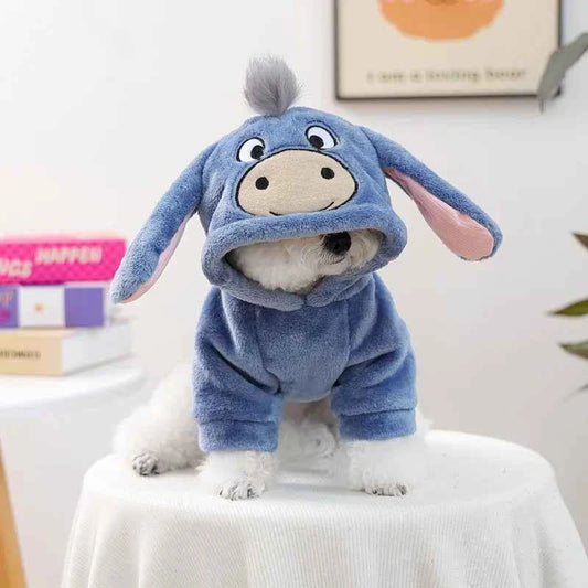 Creative Cosplay Clothes for Small Medium Dogs Bear Tiger Animal Flannel Cat Hoodie New Year Winter French Bulldog Puppy Outfits