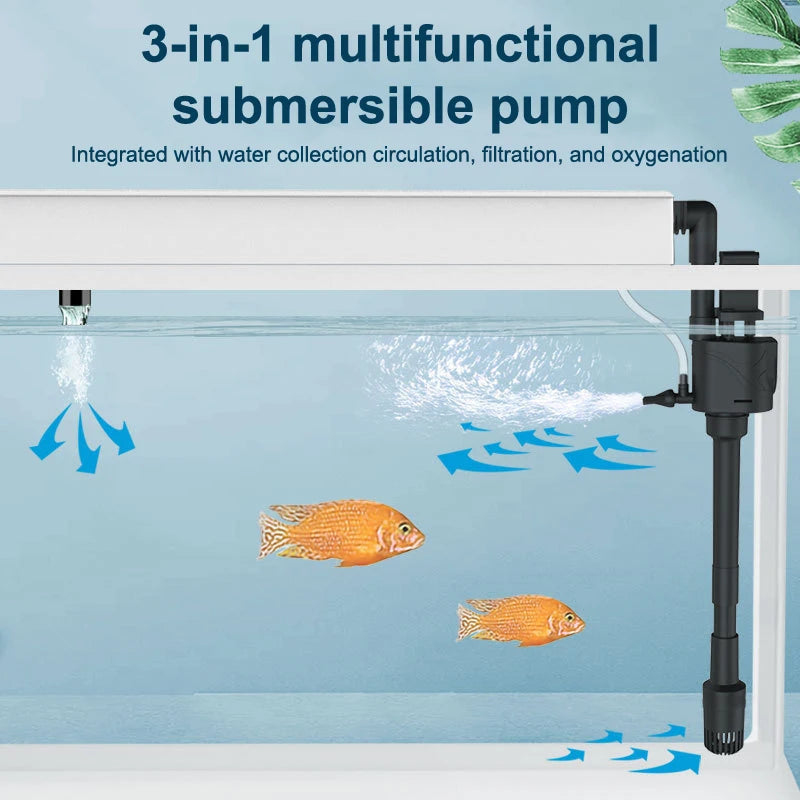 [Ali-YY30] 1 Set Fish Tank Oxygen Pump Quiet Filter 3-In-1 Fish Farming Oxygen Pump Small Upper Filtration Circulation Device