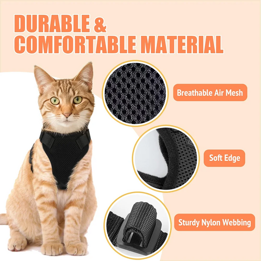 Cat Harness Lead Leash Set Adjustable Reflective Escape Proof Pet Mesh Vest Harness Puppy Dog Collar Small Dog Cat Pet Supplies - Play Paws Toys