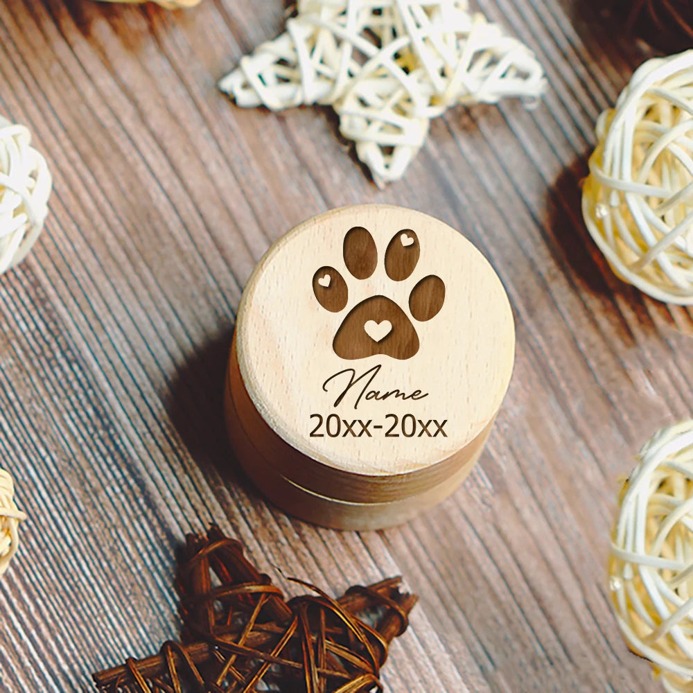 Paw Printing Pet Memorial Box Custom Name Personalized Wooden Cat Dog Tooth Hair Storage Boxes Pet Supplies Commemorative Gifts