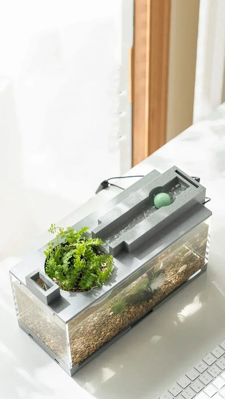 Micro Landscape Fish Tank Home Silent Water Flow Aquarium Desktop Ornament Creative Imitation Stone Landscaping Fish Tank Filter
