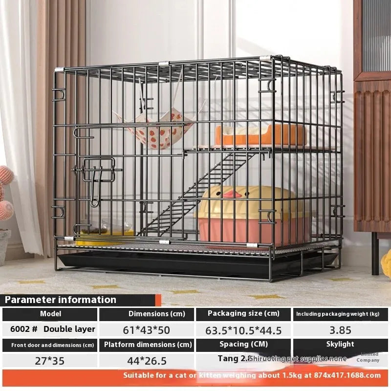 Indoor Cat Villa Cage with Foldable Design Large Multi-Story Cat House Encrypted Pet Cage Furniture for Home - Play Paws Toys