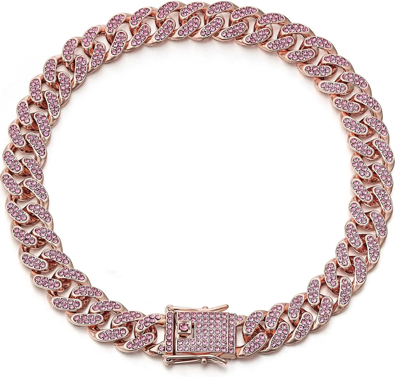 Shiny Rhinestone Cuban Chain Dog Pet Necklace Fashionable and Durable