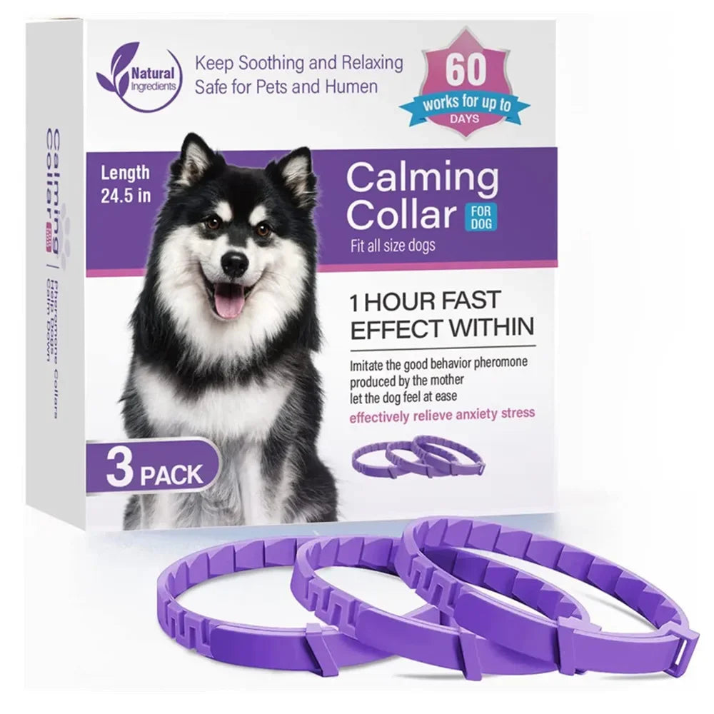 Pet Cats and Dog Flea And Tick Collar Efficient Relieve  Anxiety Calming Collars Adjustable for Small Medium Dogs and Cat 3 Pack