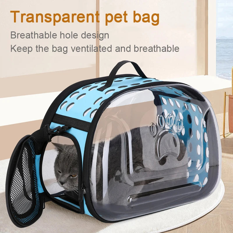 Transparent Foldable Outdoor Pet Travel Carrier Bag Handbag Puppy & Kitten Capsule Transparent Portable Shoulder Strap Bag - Play Paws Toys