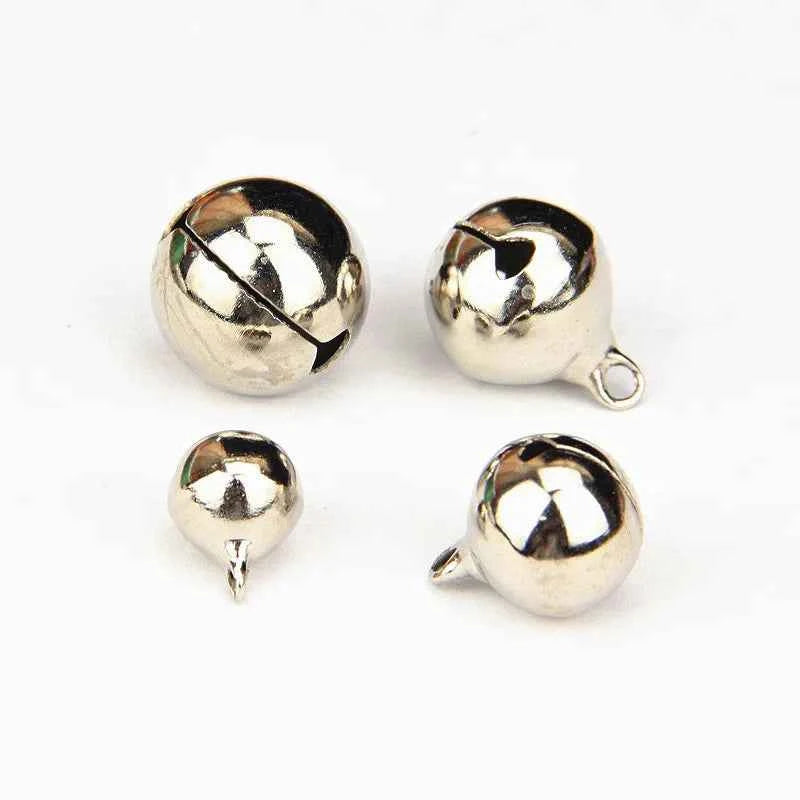 6-25mm Gold/Silver Plated Nickel Copper Jingle Bells Pendants Hanging Christmas Ornaments Decorations Party DIY Craft Accessory