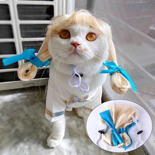 Dogs Cats Hair Hat Funny Pet Wigs Cosplay Props Costumes Head Accessories for Halloowen Christmas Gift
