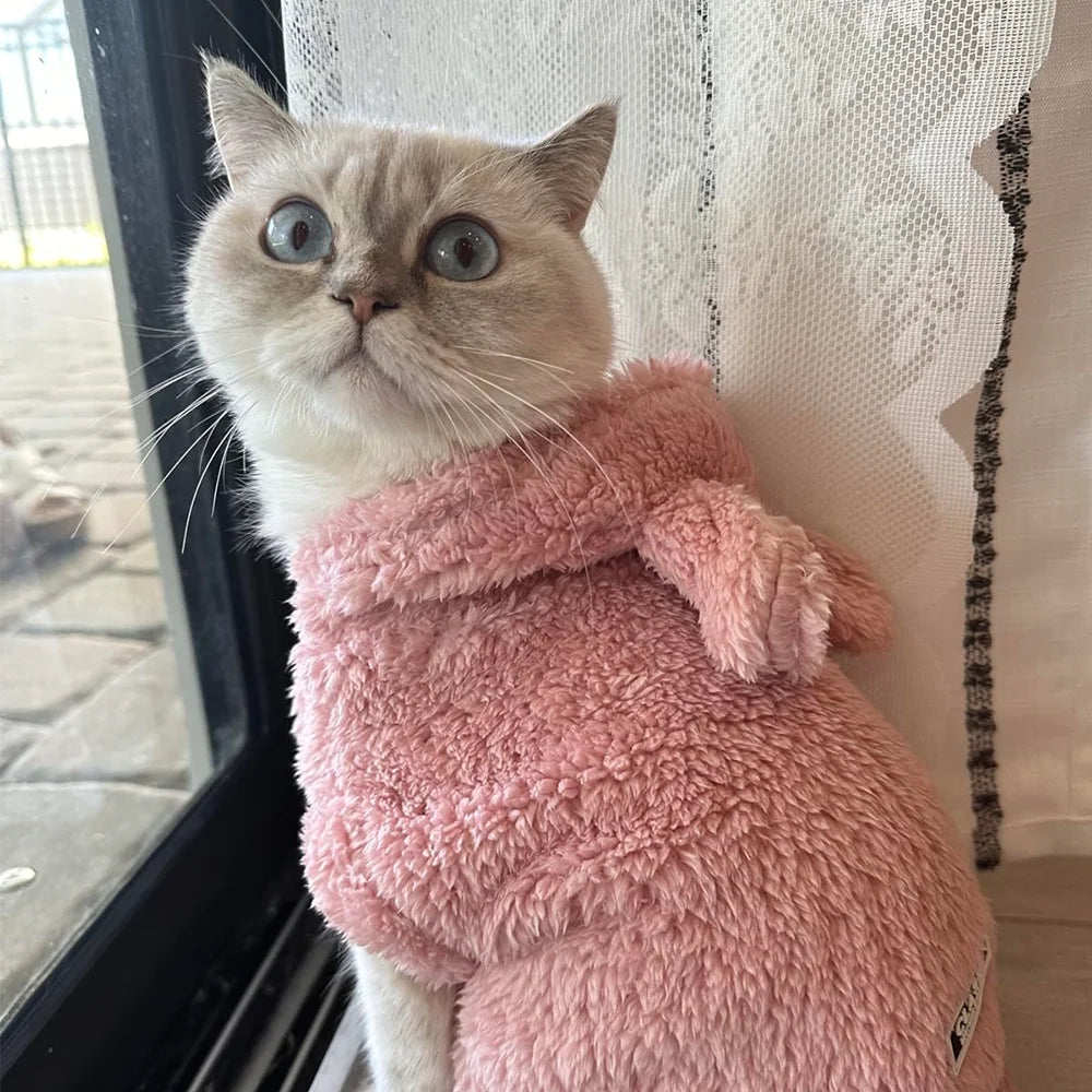 Fleece Warm Cat Costume For Winter Autumn Cute Soft Cats Clothes For Small Medium Dog Kitty Kitten Sweater Funny Pet Coat Sphynx - Play Paws Toys