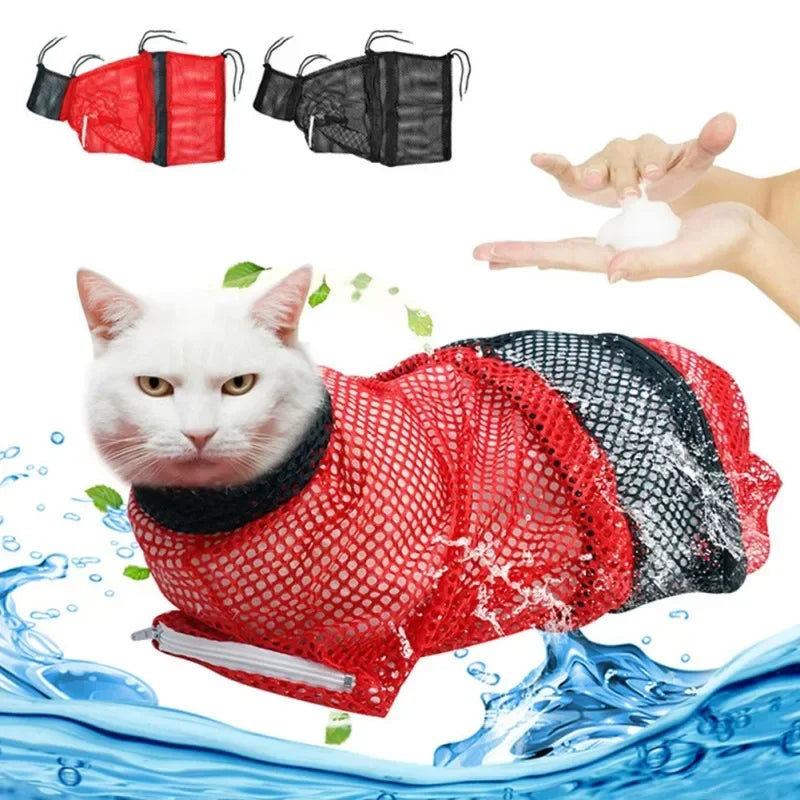 Cat Grooming Mesh Washing Bags for Pet Bathing Nail Trimming Injecting Anti Scratch Bite Restraint Anti-escape Cat Bag - Play Paws Toys