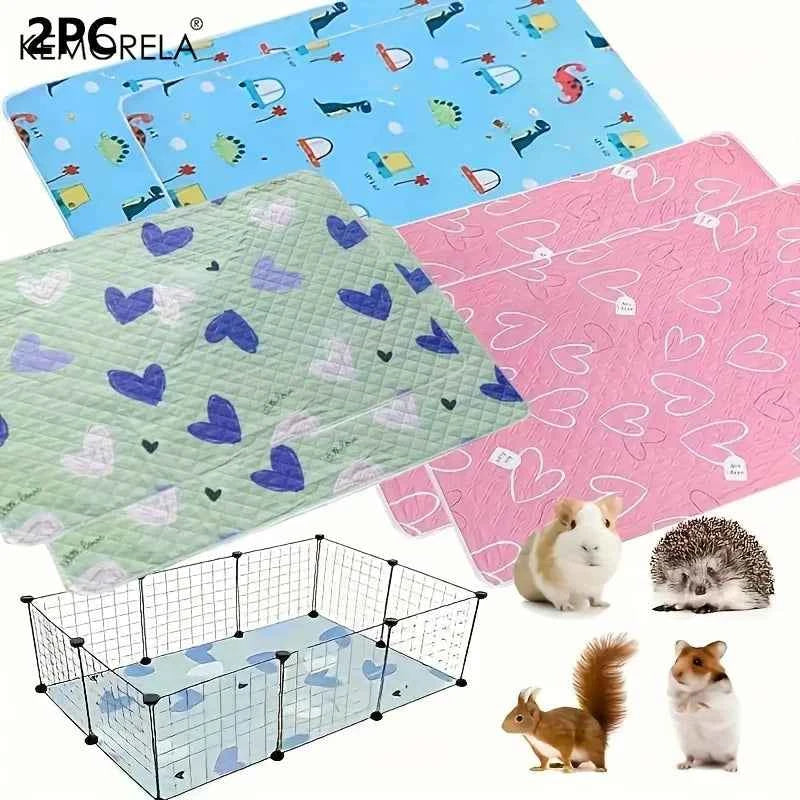 2pc Reusable Pet Cage Pad Wear Resistant And Washable Polyester Base Pad Suitable For Small Animals Such As Hamsters Rabbits