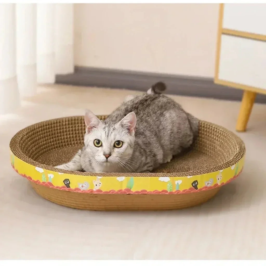 Cat Scratching Board Protect Furniture Grinding Claw Toys Oval Corrugated Paper Wear-resistant Cat Nest Cat Accessories - Play Paws Toys