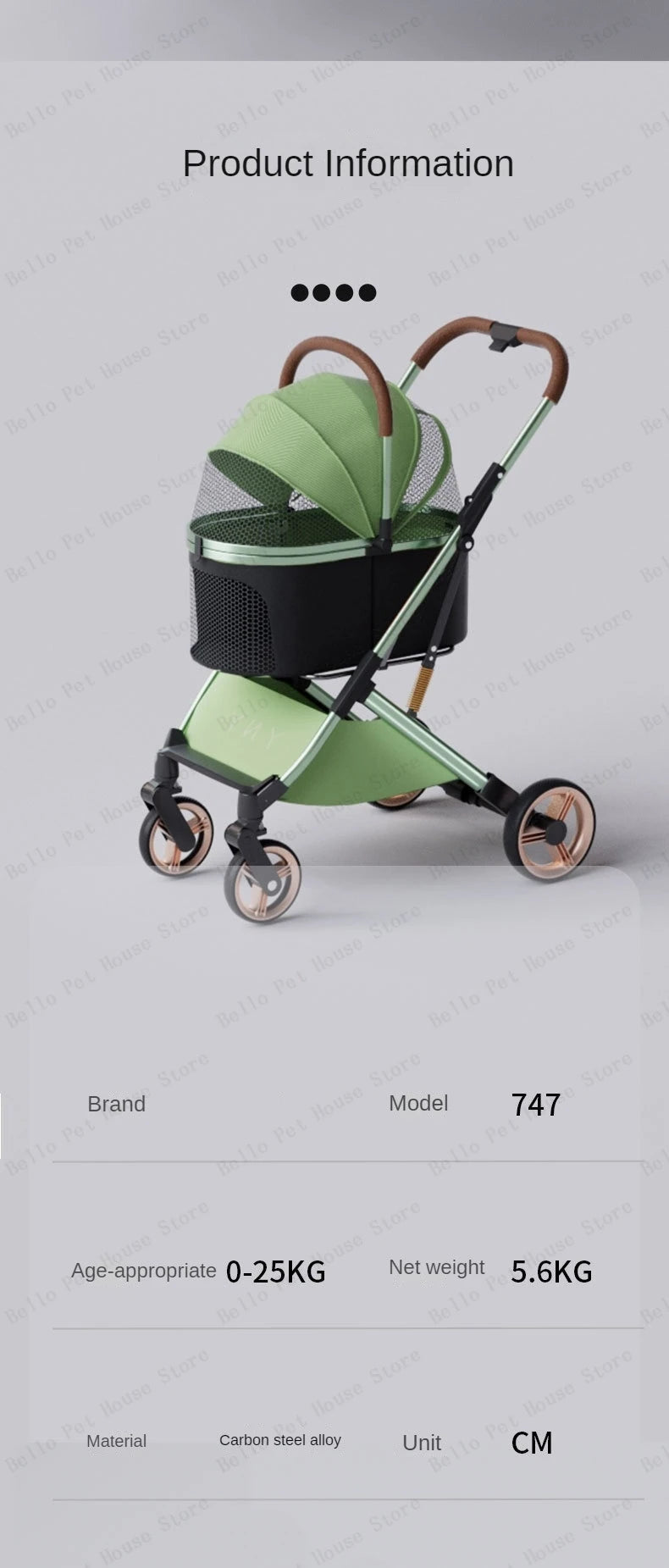 Detachable Pet Stroller Ultra-light Portable Outdoor Cat and Dog Stroller Aluminum Alloy Frame Four-wheel Shock Absorber - Play Paws Toys