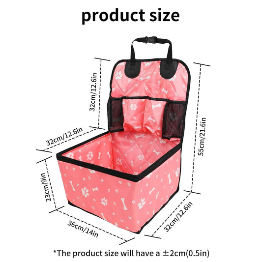 Pet Dog Car Seat with Storage Pockets Universal Pet Seat Cover for Small Medium Dogs Non-Slip Portable Travel Mat & Safety Bag