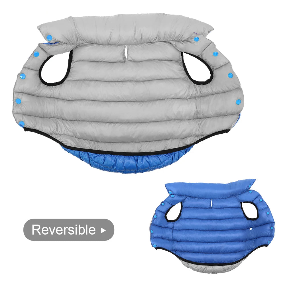 Warm Winter Dog Clothes Vest Reversible Dogs Jacket Coat 3 Layer Thick Pet Clothing Waterproof Outfit for Small Large Dogs