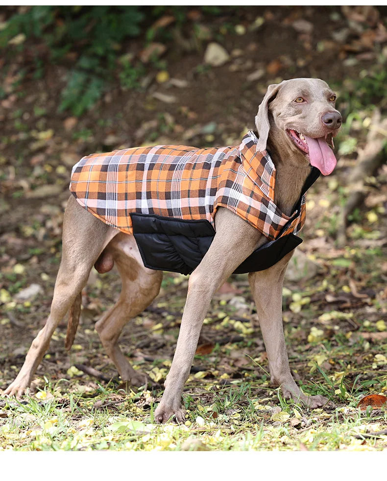 Reversible Dog Jacket Winter Dog Clothes Waterproof Checked Soft Quilted Coat for Small Large Dogs Warm Pet Vest French Bulldog