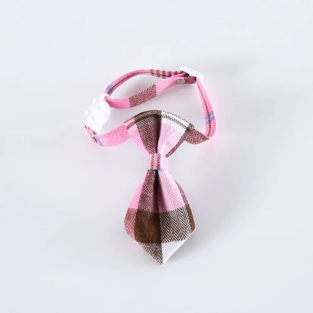 Pet Accessories for Dogs Cats Bowtie British Style Puppy Plaid Tie Breakaway Bowknot Collar for Small Dog Cat Gentleman Costume - Play Paws Toys