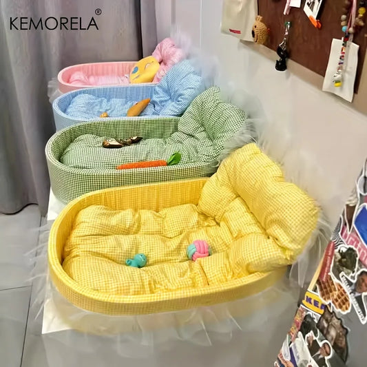 KEMORELA Gauze-edged Cat Princess Sofa Bed Washable and Removable - Universal Pet Mat for All Seasons Suitable for Cats and Dogs - Play Paws Toys
