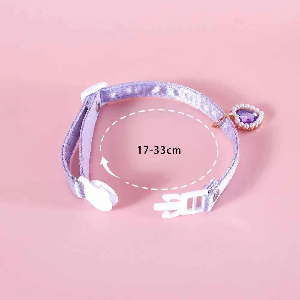 High Quality Heart Pendant Pet Collar Bowknot Durable Pet Supplies Adjustable Solid Color Cats Bow Tie Pets Accessories