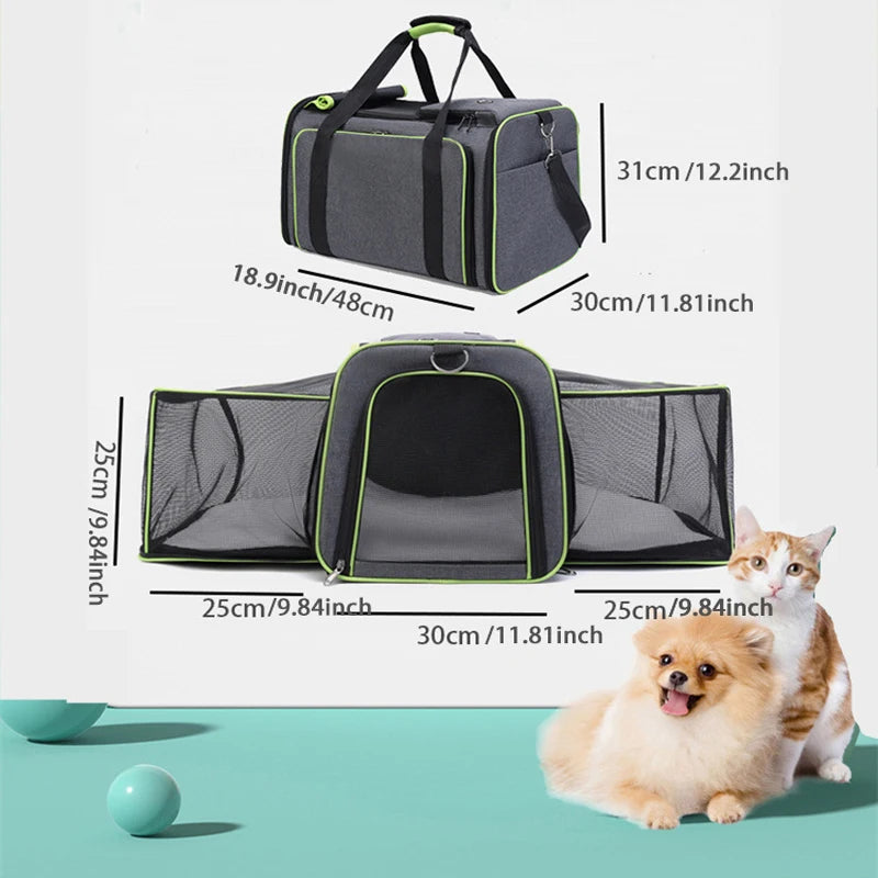 Cat Bag Foldable Large Capacity Cat Outdoor Car Expansion Portable Pet Handbag Breathable Diagonal Cross Bag for Cats and Dogs - Play Paws Toys