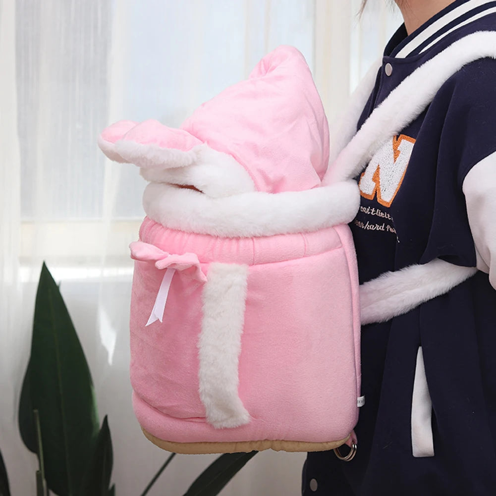 Winter Warm Cat Backpack Soft Cozy Cute Plush Pets Cage All In 1 Style Cat Bag Carrier Bag For Outdoor Travel Pet Accessories - Play Paws Toys