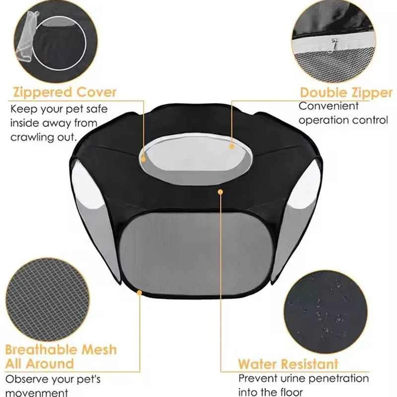 Portable Small Pet Cage Transparent Hedgehog Cage Tent Pet Playpen Open Folding Yard Fence For Dog Hamster Rabbit Guinea Pig