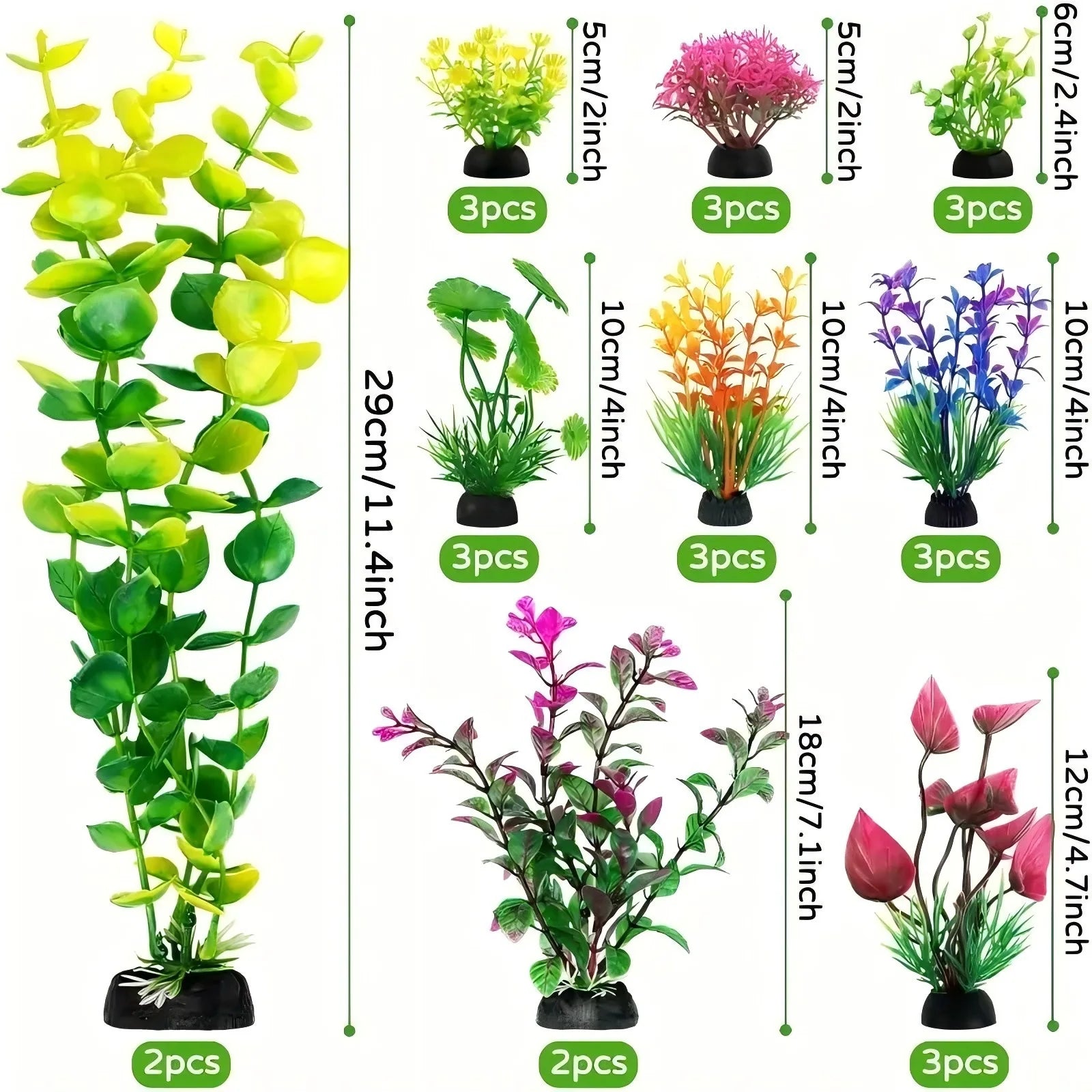 25/26PCS Artificial Aquarium Decor Plants Water Weeds Ornament Aquatic Plant Fish Tank Grass Decoration Accessories