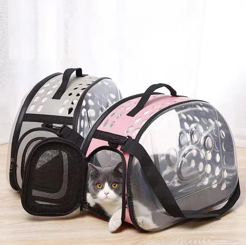 Transparent Foldable Outdoor Pet Travel Carrier Bag Handbag Puppy & Kitten Capsule Transparent Portable Shoulder Strap Bag - Play Paws Toys