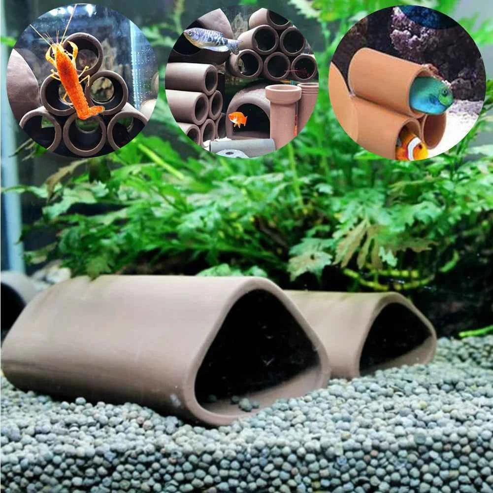 Fish Tank Crystal Shrimp House Special Shaped Clay Pot Shelter Earth Tube Cave Aquarium Shrimp Breeding Ceramic Nest Decoration