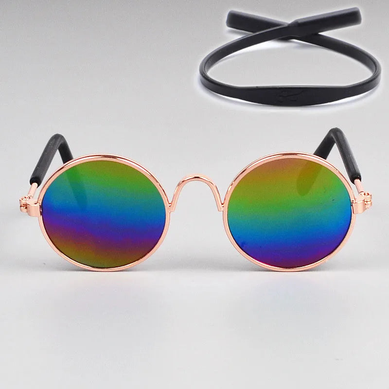Puppy Dog Sunglasses Anti-skid Round Metal Cat Classic Retro Sunglasses Hippie Cute and Funny Pet Glasses Cosplay Party Costume