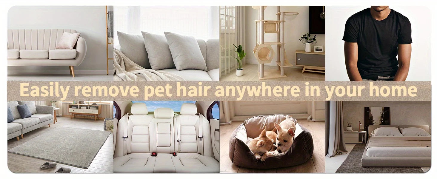 Reusable Pet Hair Remover Roller with Self-Cleaning Base - Upgraded Animal Fur Removal Tool for Couch, Furniture, Carpet, Car Se
