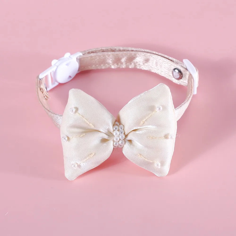 High Quality Heart Pendant Pet Collar Bowknot Durable Pet Supplies Adjustable Solid Color Cats Bow Tie Pets Accessories