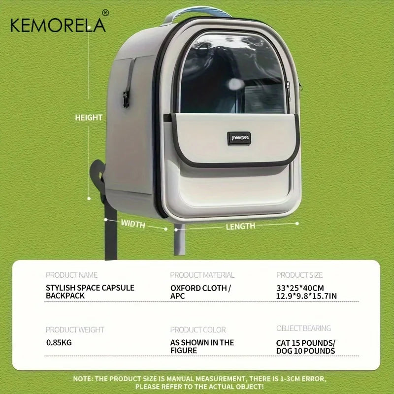 KEMORELA Pet Backpack for Cats And Dogs Large Outdoor Transparent Capsule Breathable Carrying Bag Pet Supplies - Play Paws Toys