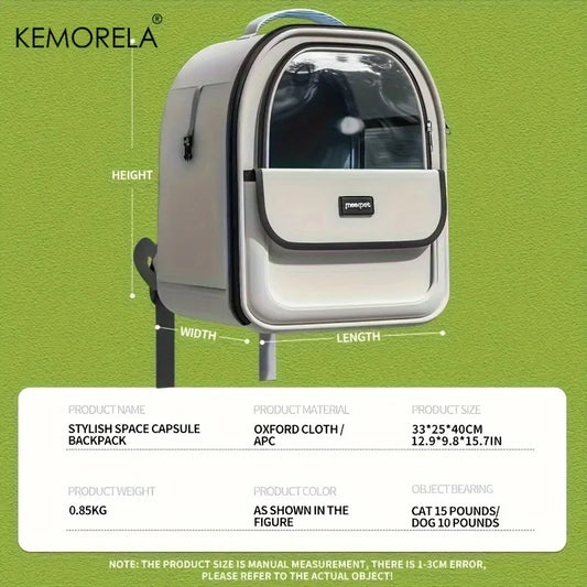 KEMORELA Pet Backpack for Cats And Dogs Large Outdoor Transparent Capsule Breathable Carrying Bag Pet Supplies - Play Paws Toys