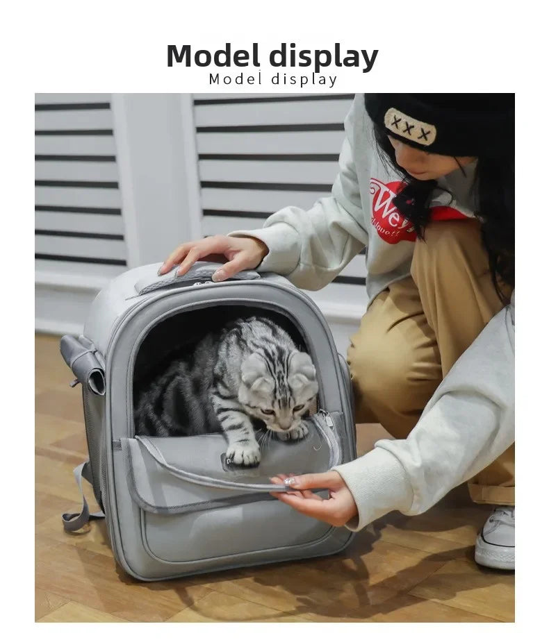 Large Capacity Breathable Mesh Portable Foldable Pet Carrier Backpack for Dog and Cat Outdoor Travel Camping Hiking Supplies - Play Paws Toys