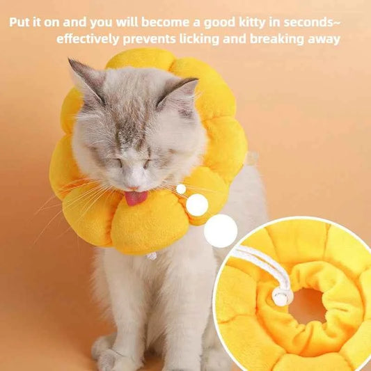Pet Elizabethan Collar Cat Postoperative Soft Sunflower Shaped Cotton Pet Collar Cat Puppy Neck Ring Pet Spayed Soft Headgeart