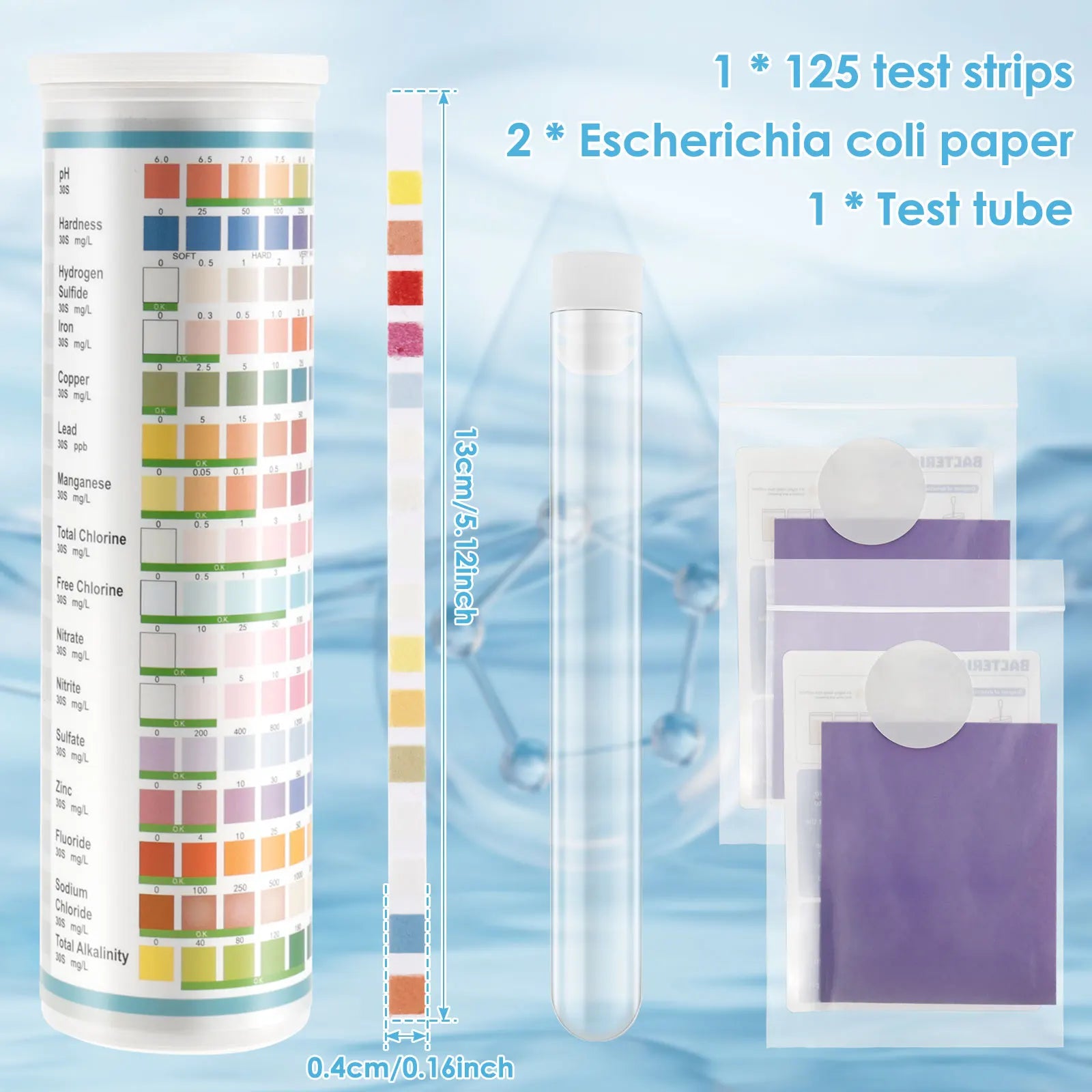 100/125Pc Aquarium Test Strips 5-17 in 1 Water Testing Kits with Test Tube Freshwater Saltwater Home Carbonate Root pH Test Tool