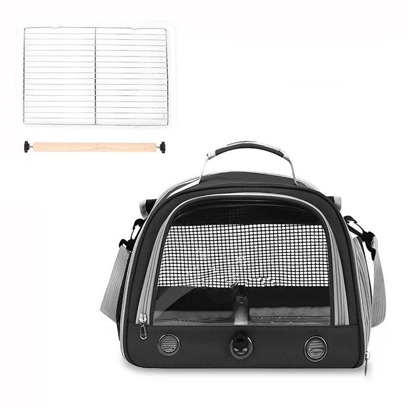 Bird Cage Parrot Carrier with Perch for Parakeet Lovebird African Gray Cockatiel Caique Conure Quaker Hiking Pet Travel Bag
