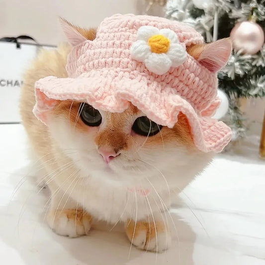 Cat Hats for Pets Handmade Cat Hat Elastic Woven Cap Pet Party Role Playing Headwear Party Photography Props Decoration Cat Acce - Play Paws Toys