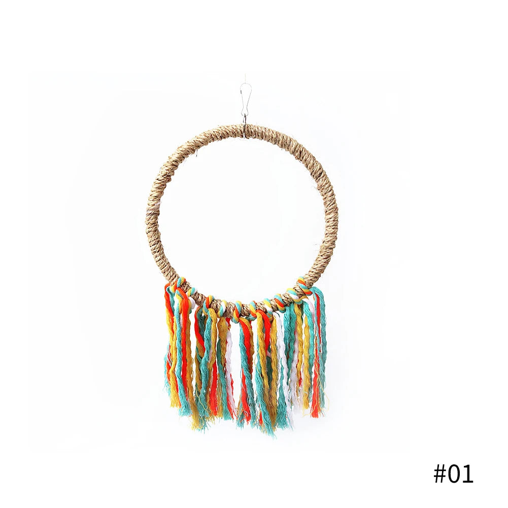 Pet Bird Parrot Toy Cotton Rope Circle Toys Chewing Bite Parrot Perch Hanging Cage Swing Rope Ring Stand Climb Toy Bird Supplies