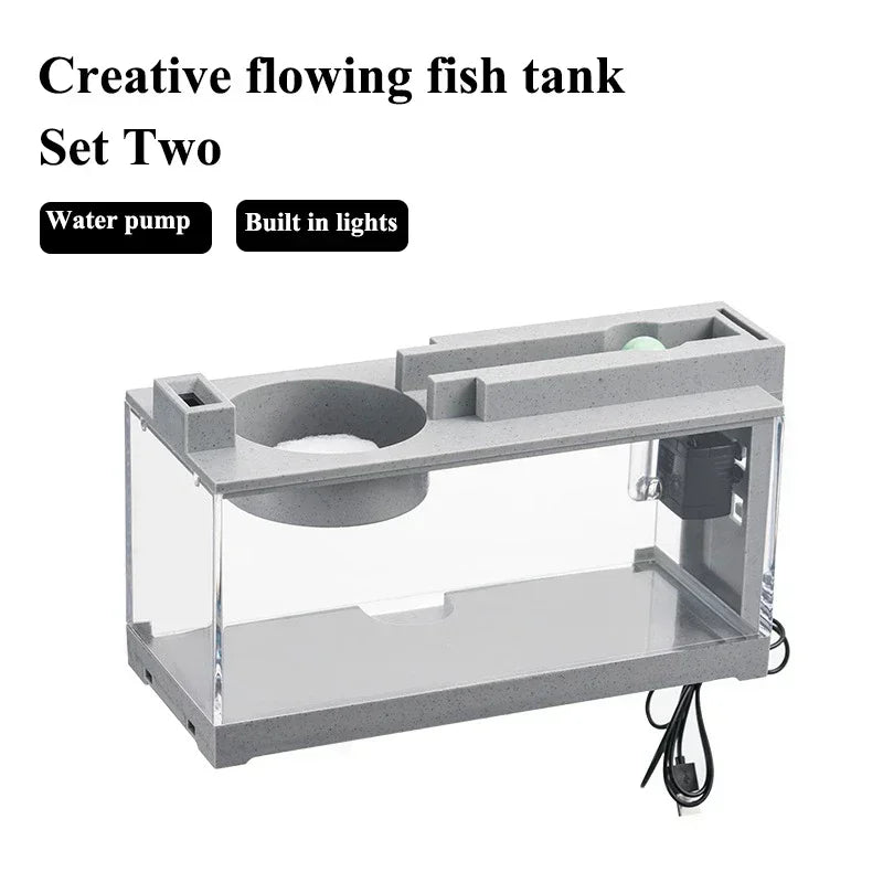 Micro Landscape Fish Tank Home Silent Water Flow Aquarium Desktop Ornament Creative Imitation Stone Landscaping Fish Tank Filter