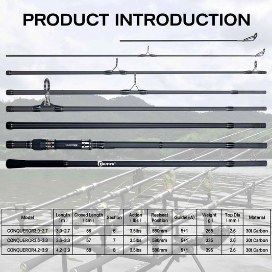 FELENHAI Traveller Carp Feeder Rod 4.2m 3.6m 3.0m Carbon Fiber 3.5lb Hard Surfcasting Fishing Pole Tackle for Spinning Lure Pole