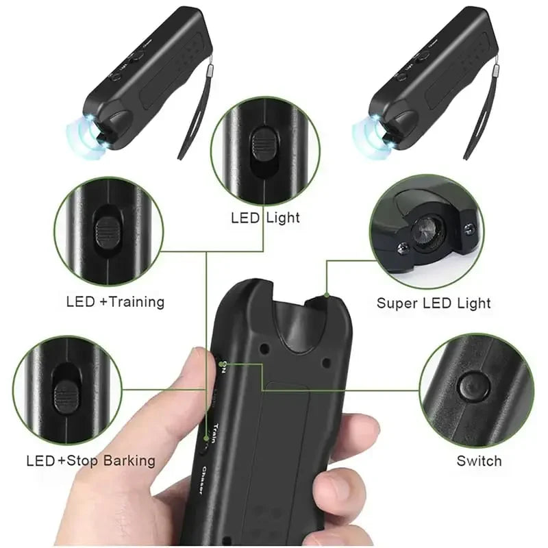 Portable Ultrasonic Dog Repeller Pet Training Device Outdoor Animal Deterrent With LED Light To Stop Barking Chase Away
