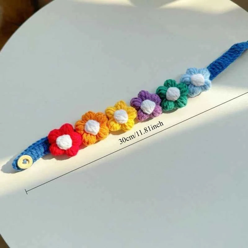 Pet Handmade Three-dimensional Yarn Flower Collar Cute Scarf Decorative Accessories Dog Cat Cute
