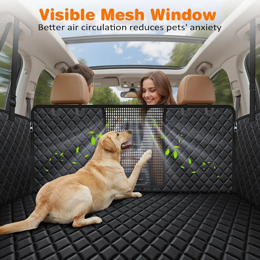 YVDKL 4 In 1 Dog Car Seat Cover For Back Seat, Waterproof Dog Hammock With Mesh Window And Side Flap Pet Car Seat Protector Dogs Backseat Cover For Cars, SUVs & Mid-Size Trucks