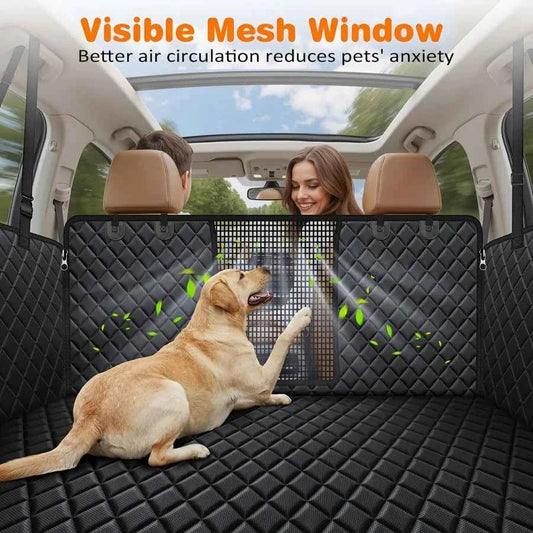 YVDKL 4 In 1 Dog Car Seat Cover For Back Seat, Waterproof Dog Hammock With Mesh Window And Side Flap Pet Car Seat Protector Dogs Backseat Cover For Cars, SUVs & Mid-Size Trucks