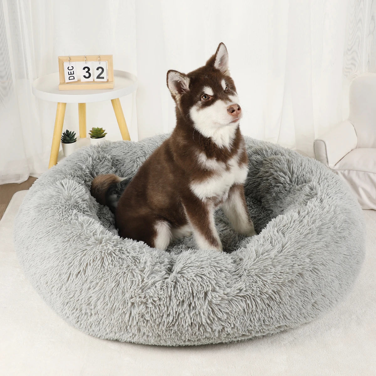 Dog Bed Donut Big Large Round Basket Winter Plush Beds for Dogs Medium Accessories Fluffy Kennel Small Puppy Pets Cat Products