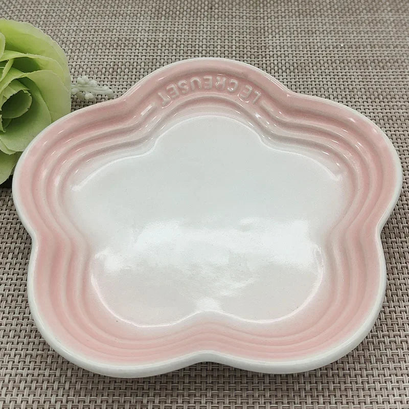 14cm Plum Blossom Small Plate Sauce Plates French Cool Color Cake Dish Gradual Spit Bone Dishs Tableware Ceramic Dessert