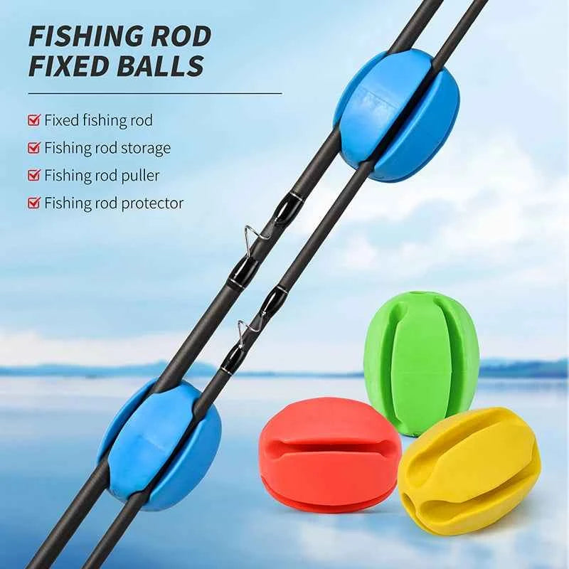 6 PCS Silicone Fishing Rod Holder Ball Straps 5 Hole Lightweight Fishing Tackle Ties Organizer Storage Racks Fishing Accessories