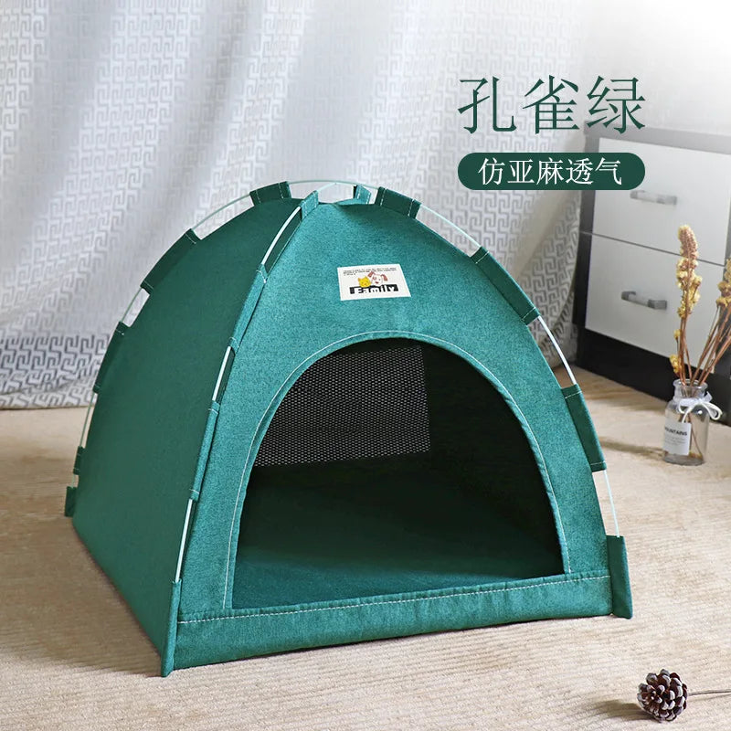 Pet Tent Bed Removable Cat Sofa Basket Canvas Semi-enclosed Cat House Dog Cave Hut Cat Sleeping Bed for Room Decor Pet Supplies - Play Paws Toys