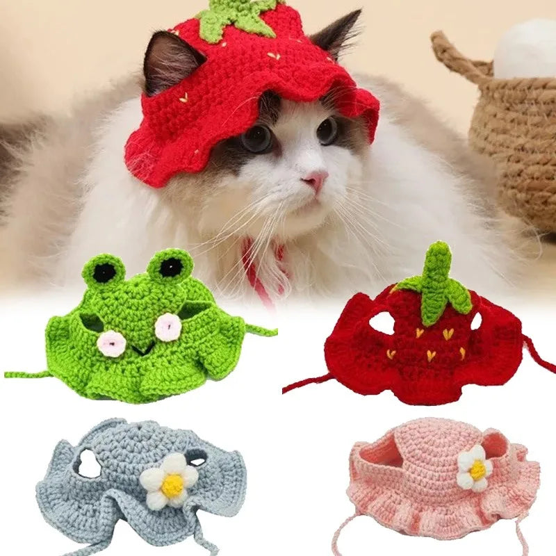 Cat Hats for Pets Handmade Cat Hat Elastic Woven Cap Pet Party Role Playing Headwear Party Photography Props Decoration Cat Acce - Play Paws Toys